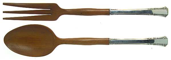 Del Mar (Silverplate, 1939) Wooden Bowl 2-Piece Salad Set