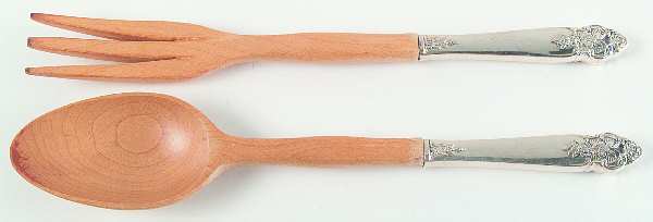 Distinction (Silverplate, 1951) Wooden Bowl 2-Piece Salad Set