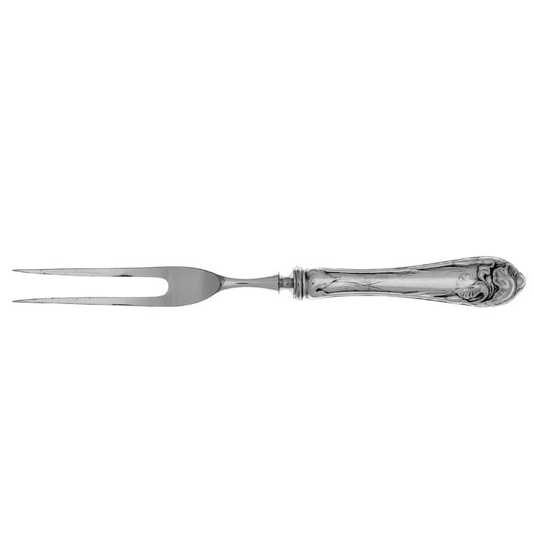 Flower De Luce (Silverplate, 1904) Small Steak Carving Fork with Stainless Prongs