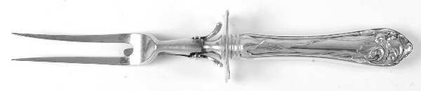 Flower De Luce (Silverplate, 1904) Large Stainless-Prong Roast Carving Fork