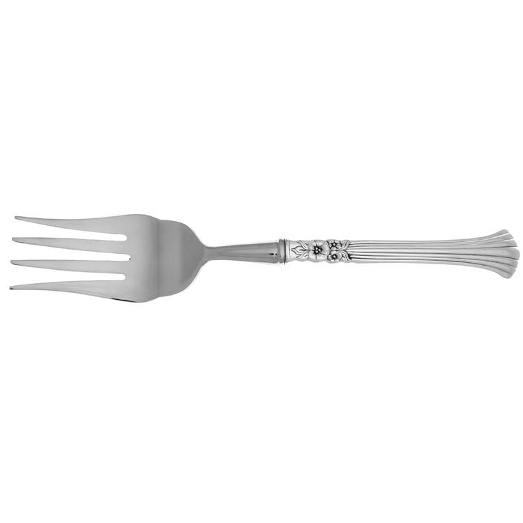 Floral Queen (Silverplate, 1992) Cold Meat Fork Large, Stainless Tines HC