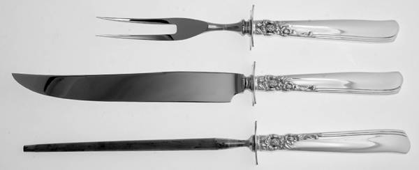 Gay Adventure (Silverplate, 1955) Small Steak 3-Piece Carving Set with Stainless Blade