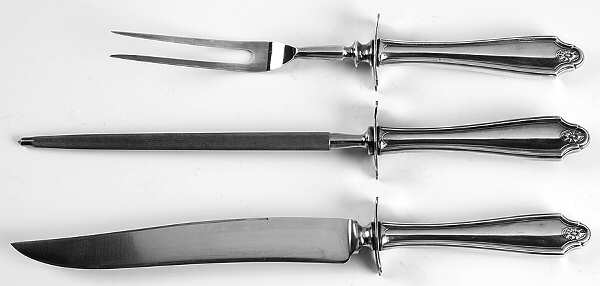 Georgian (Silverplate, 1912) Large 3-Piece Roast Carving Set w/ Stainless Blade