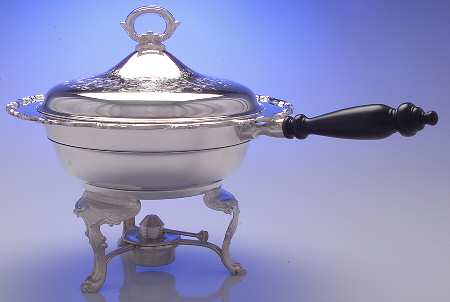 Georgian Scroll (Silverplate, Hollowware) Chafing Dish W/Lid, Burner, Stand-No Liner