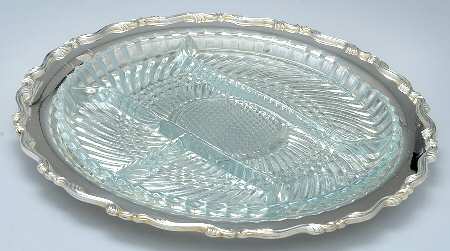 Georgian Scroll (Silverplate, Hollowware) Relish with Glass Liner