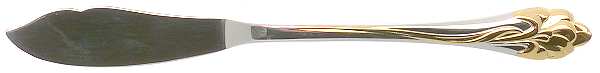 Golden Amaryllis (Stainless, Gold Accent) Flat Handle Master Butter Knife