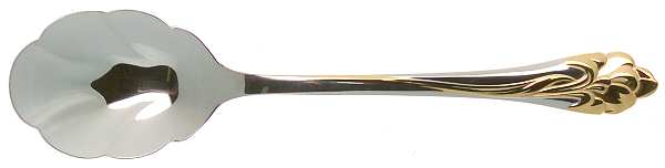 Golden Amaryllis (Stainless, Gold Accent) Sugar Shell Spoon