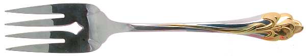 Golden Amaryllis (Stainless, Gold Accent) Medium Solid Cold Meat Serving Fork