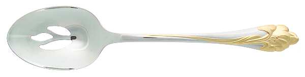 Golden Amaryllis (Stainless, Gold Accent) Pierced Tablespoon (Serving Spoon)
