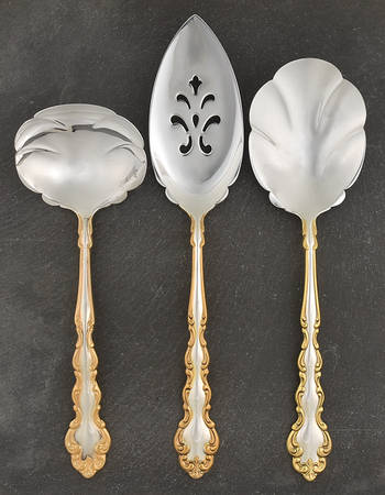 Gold Accent Modern Baroque (Silverplate) 3 Piece Completer Set