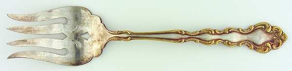 Gold Accent Modern Baroque (Silverplate) Medium Solid Cold Meat Serving Fork
