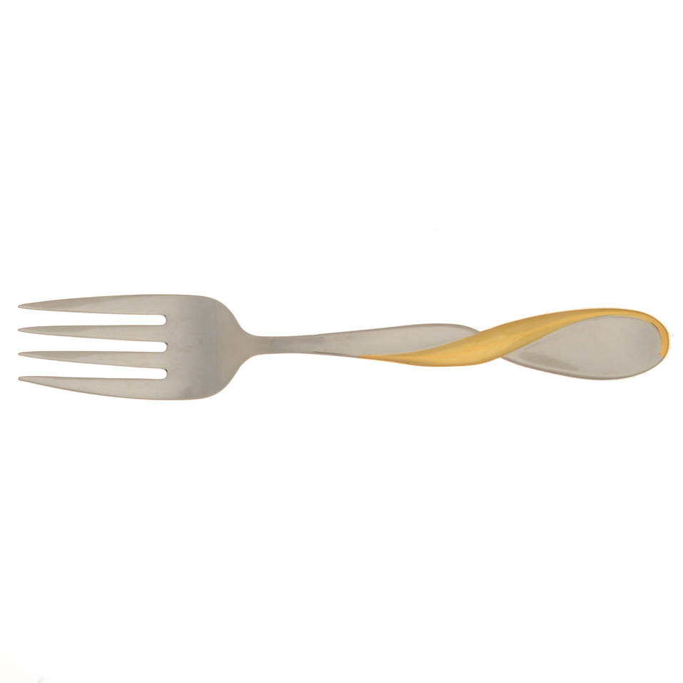 Golden Aquarius (Stainless, Gold Accent) Medium Solid Cold Meat Serving Fork
