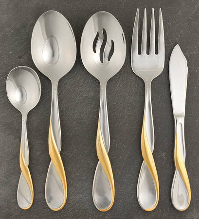 Golden Aquarius (Stainless, Gold Accent) 5 Piece Hostess Set