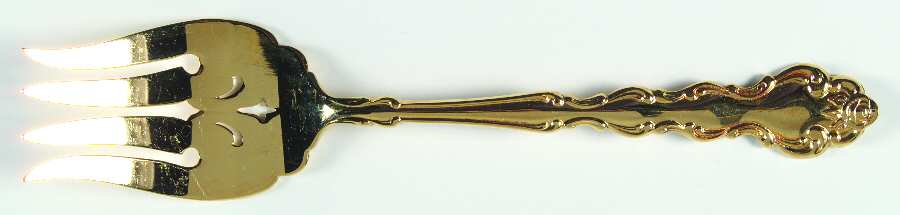 Gold Beethoven (Gold Electroplate) Medium Solid Cold Meat Serving Fork