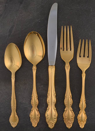 Golden Baroque Rose (Gold Electroplate) 5 Piece Place Setting
