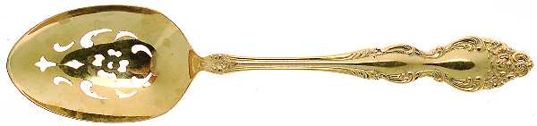 Golden Baroque Rose (Gold Electroplate) Pierced Tablespoon (Serving Spoon)