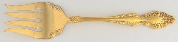 Golden Baroque Rose (Gold Electroplate) Medium Solid Cold Meat Serving Fork