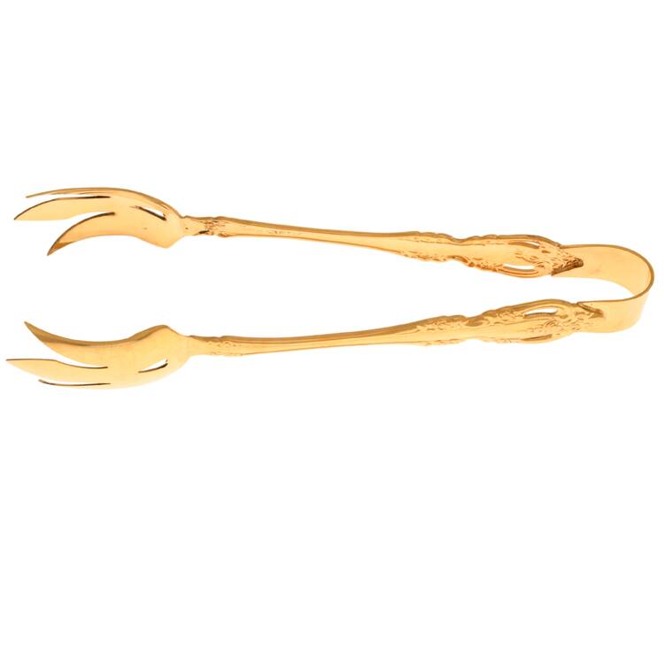 Golden Brahms (Gold Electroplate) Solid Lettuce Tongs