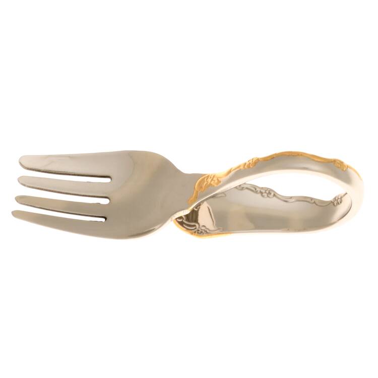Golden Belle Rose (Stainless) Baby Fork with Curved Handle HC