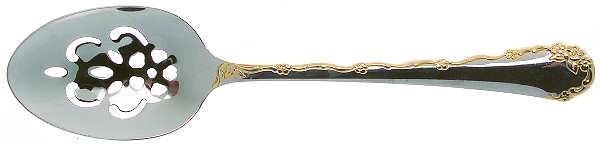 Golden Belle Rose (Stainless) Pierced Tablespoon (Serving Spoon)