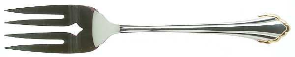 Golden Clarette (Stainless, Gold Accent) Medium Solid Cold Meat Serving Fork