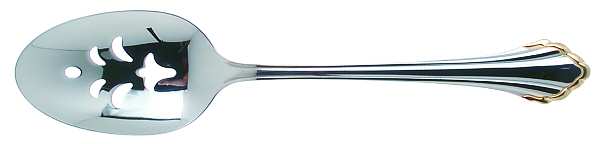 Golden Clarette (Stainless, Gold Accent) Pierced Tablespoon (Serving Spoon)