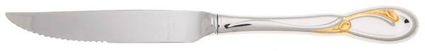 Golden Calla Lily (Stainless, Gold Accent) Steak Knife Individual Hollow, Serrate HC