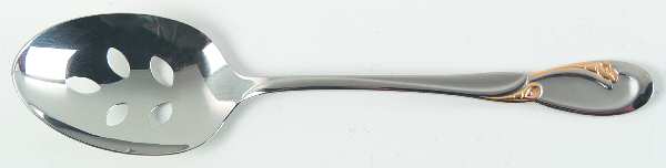 Golden Calla Lily (Stainless, Gold Accent) Pierced Tablespoon (Serving Spoon)
