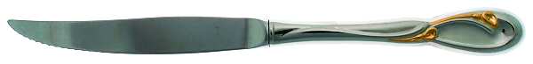 Golden Calla Lily (Stainless, Gold Accent) Individual Steak Knife Hollow Handle