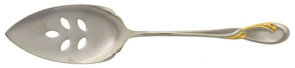 Golden Calla Lily (Stainless, Gold Accent) Pierced All Stainless Pie Server