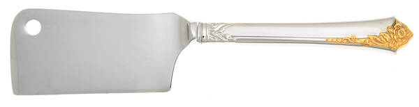 Golden Damask Rose (Stainless, Gold Accent Back-Fr) Cheese Cleaver with Stainless Blade HC