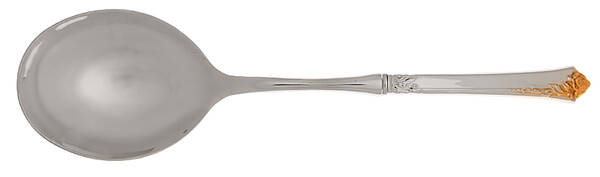 Golden Damask Rose (Stainless, Gold Accent Back-Fr) Casserole Spoon with Smooth Stainless Bowl HC
