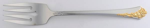 Golden Damask Rose (Stainless, Gold Accent Back-Fr) Individual Salad Fork