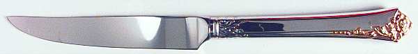 Golden Damask Rose (Stainless, Gold Accent Back-Fr) Steak Knife Individual Hollow, No Serrate HC