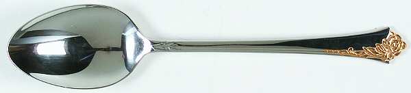 Golden Damask Rose (Stainless, Gold Accent Back-Fr) Tablespoon (Serving Spoon)
