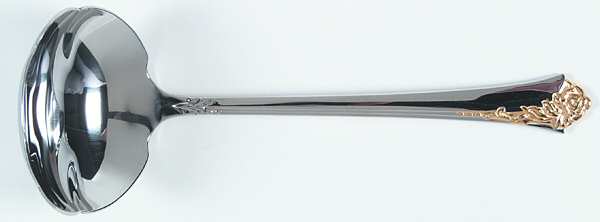 Golden Damask Rose (Stainless, Gold Accent Back-Fr) Solid Gravy Ladle