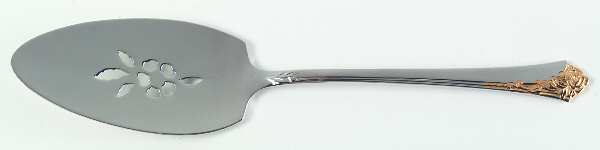 Golden Damask Rose (Stainless, Gold Accent Back-Fr) Pierced All Stainless Pie Server