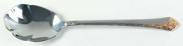 Golden Damask Rose (Stainless, Gold Accent Back-Fr) Sugar Shell Spoon
