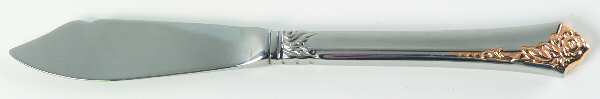 Golden Damask Rose (Stainless, Gold Accent Back-Fr) Hollow Handle Master Butter Knife