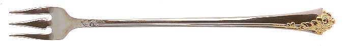 Golden Damask Rose (Stainless, Gold Accent Back-Fr) Cocktail/Seafood Fork