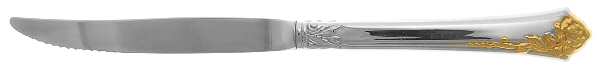 Golden Damask Rose (Stainless, Gold Accent Back-Fr) Individual Steak Knife Hollow Handle