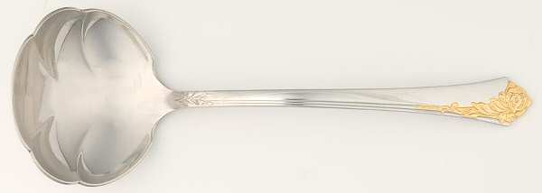 Golden Damask Rose (Stainless, Gold Accent Back-Fr) Solid Gravy Ladle