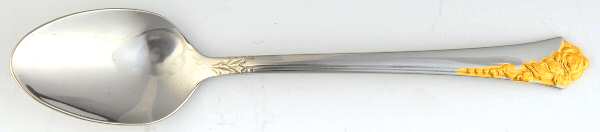 Golden Damask Rose (Stainless, Gold Accent Back-Fr) Demitasse Spoon
