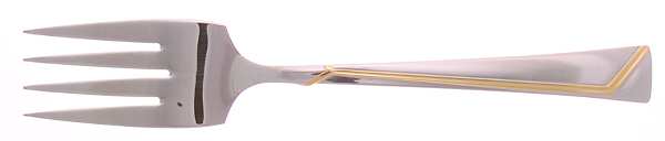 Golden Era (Stainless-Gold Accent) Medium Solid Cold Meat Serving Fork