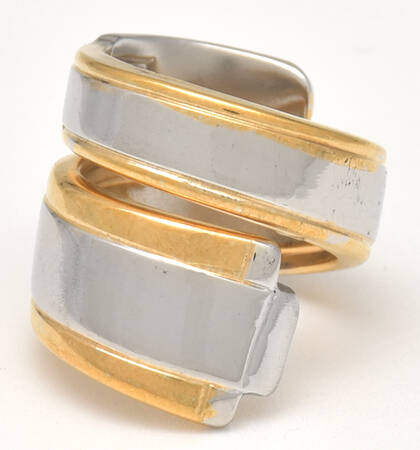 Golden Etage (Stainls, Gold Accent) Finger Ring (Provide Size) HC
