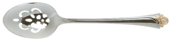 Fantasy Rose (Gold Accent) Pierced Tablespoon (Serving Spoon)