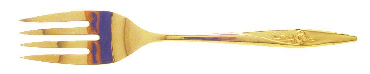 Golden Lasting Rose (Gold Electroplate) Medium Solid Cold Meat Serving Fork
