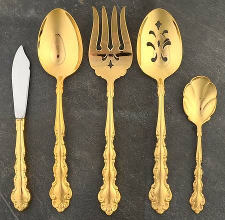 Golden Modern Baroque (Gold Electroplated) 5 Piece Hostess Set