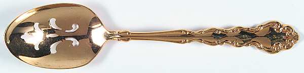 Golden Modern Baroque (Gold Electroplated) Pierced Tablespoon (Serving Spoon)