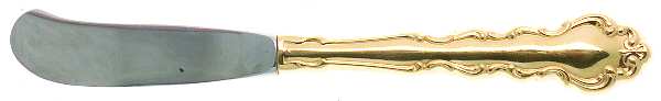 Golden Modern Baroque (Gold Electroplated) Butter Spreader Hollow Hdl-Paddle/Stainless Blade